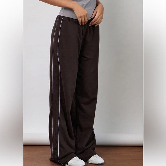 Motel Rocks Pants - Benton Jogger In Bitter Chocolate With Violet Binding Sweatpants S MSRP $90
